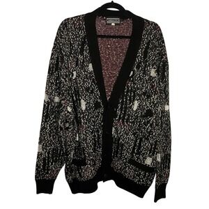 Vintage Carrington Cardigan Mens George Richards Knit Grandpa Academia Black